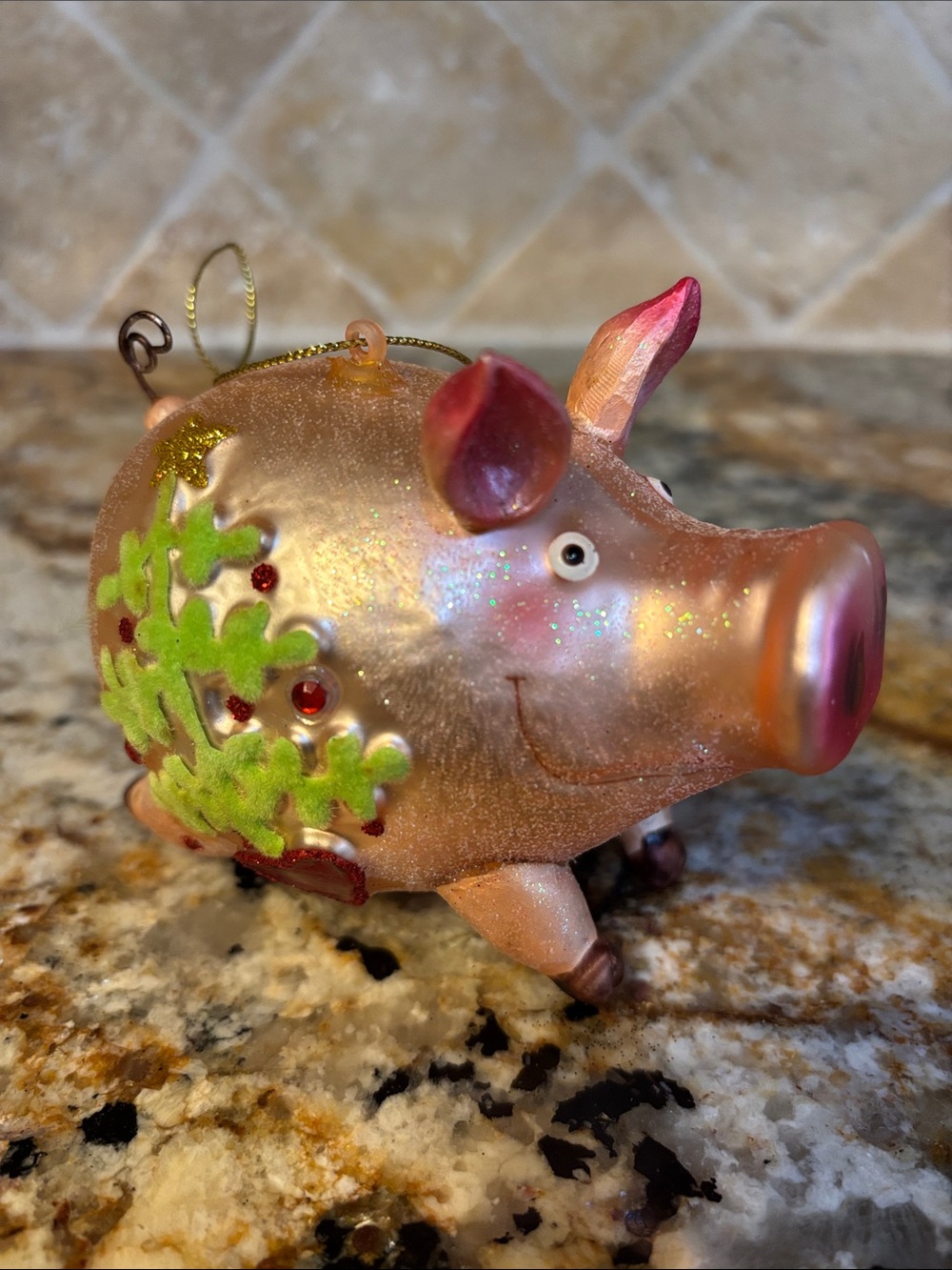 Whimsical Christmas Pig Ornament